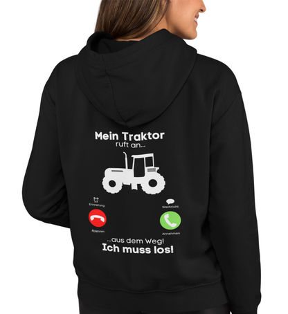 "MEIN TRAKTOR RUFT AN" BACKPRINT BIO HOODIE (PREMIUM)