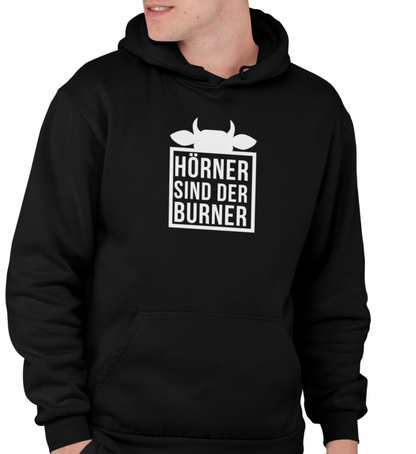 "HÖRNER SIND DER BURNER" UNISEX BIO HOODIE (PREMIUM)