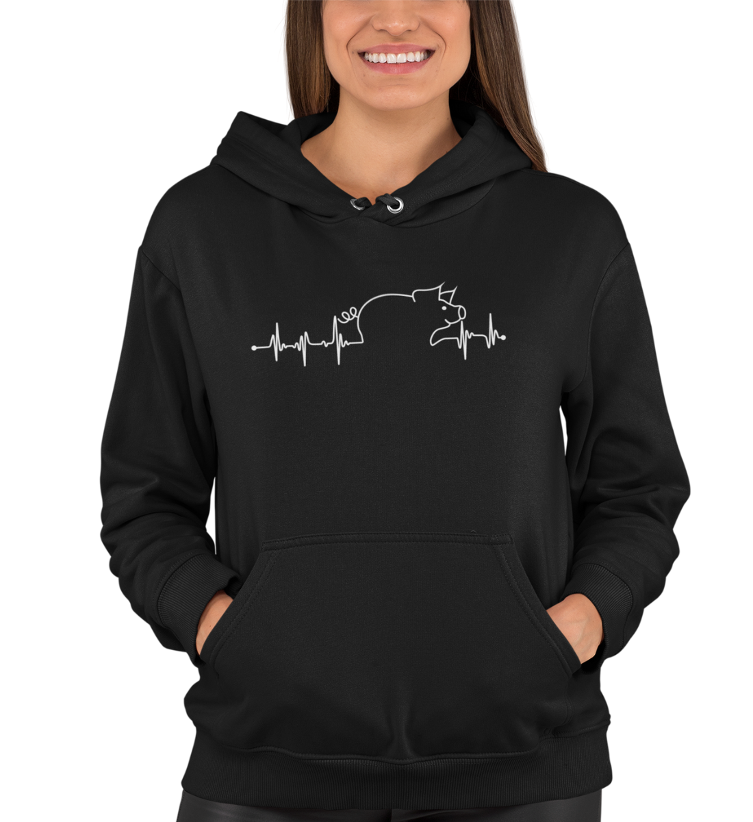 "HERZSCHLAG SCHWEIN" UNISEX BIO HOODIE (PREMIUM)