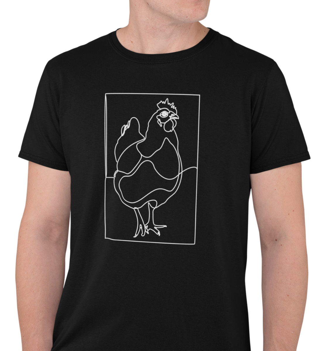 "LINE ART HUHN" HERREN BIO T-SHIRT