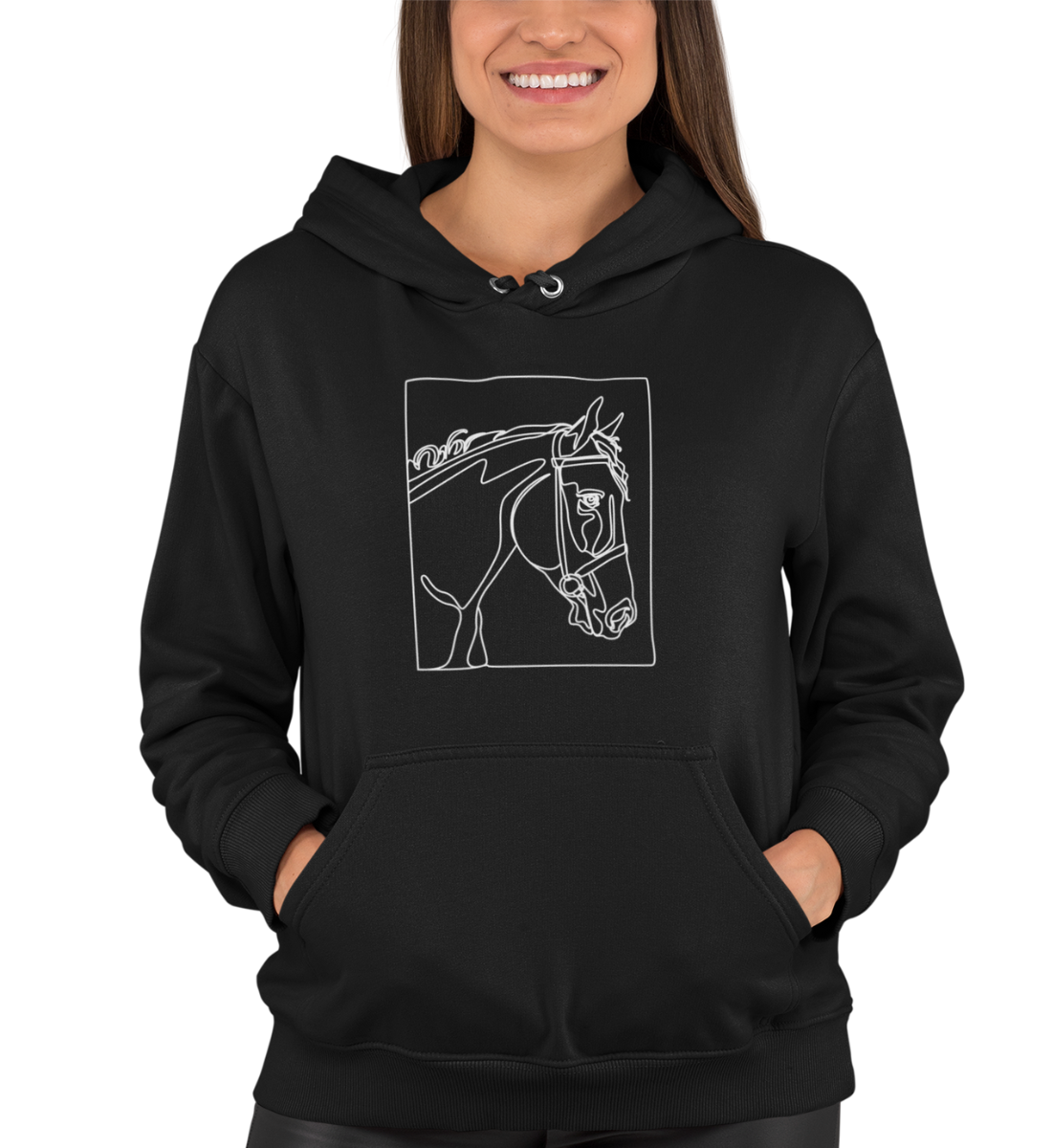 "LINE ART PFERD" UNISEX BIO HOODIE (PREMIUM)