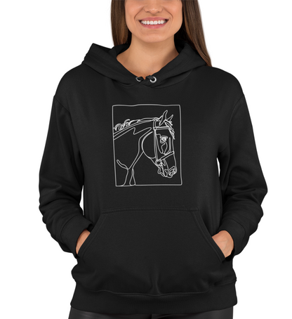 "LINE ART PFERD" UNISEX BIO HOODIE (PREMIUM)