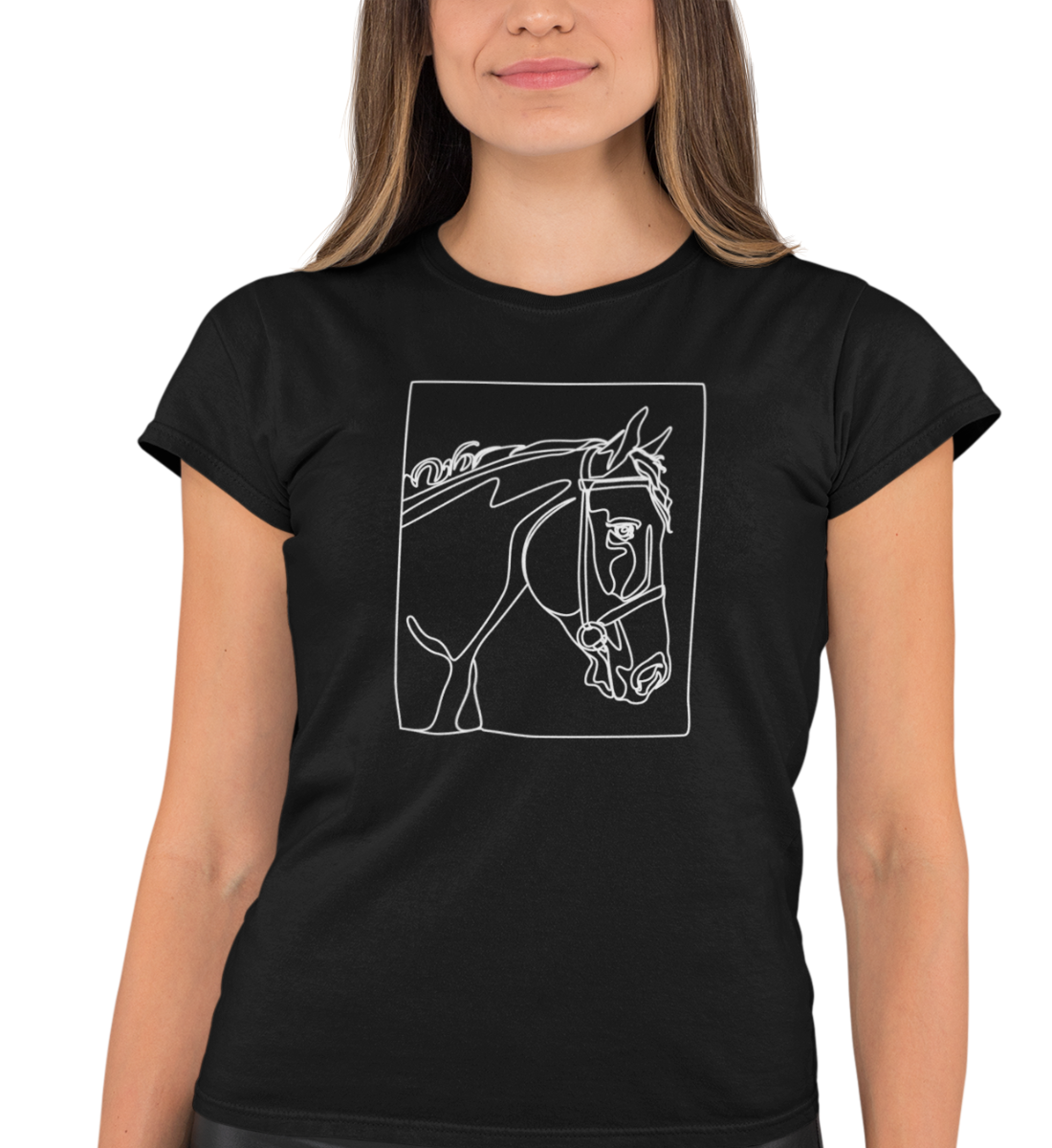 "LINE ART PFERD" DAMEN BIO T-SHIRT