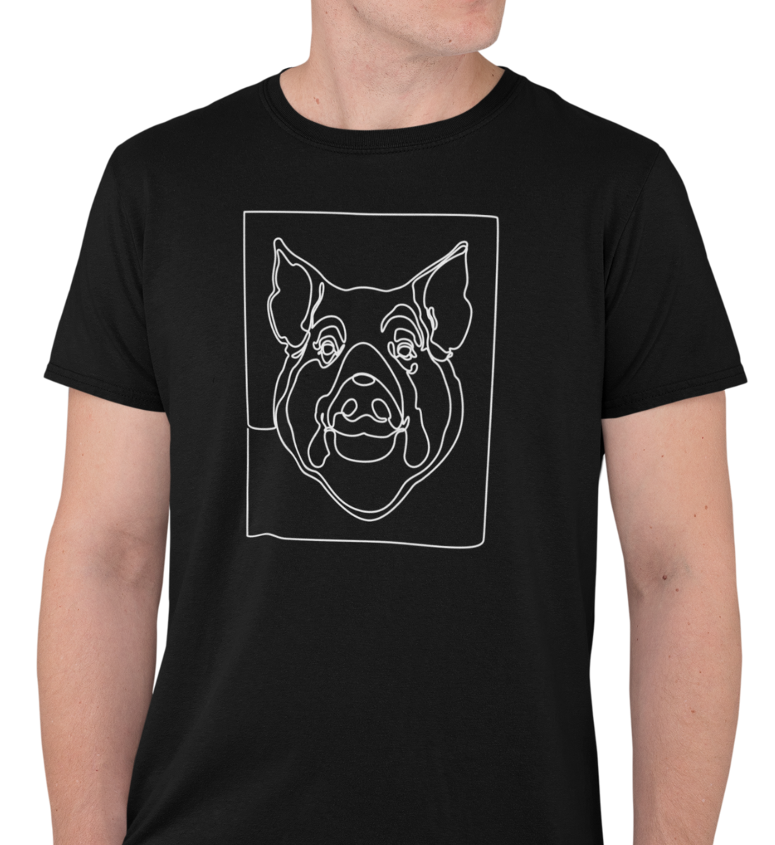 "LINE ART SCHWEIN" HERREN BIO T-SHIRT