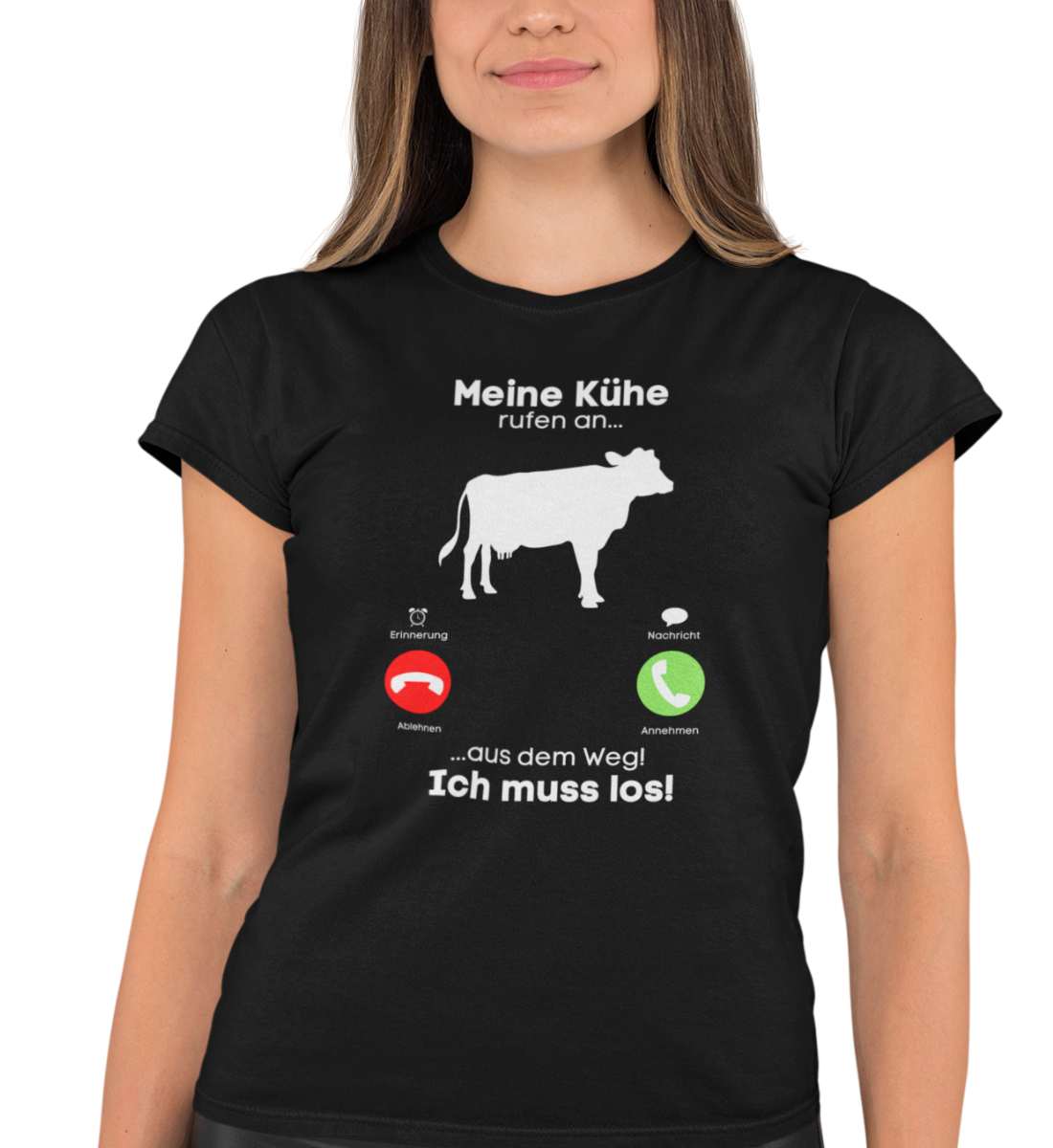 "MEINE KÜHE RUFEN AN" DAMEN BIO T-SHIRT